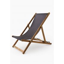 Chilienne, 56,5x97x87cm, en bois d'acacia et toile en coton - Bleu foncé - Unique - Monoprix