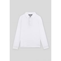 Polo manches longues uni en coton bio - Blanc - 12 ans - Enfant Garçon - Monoprix