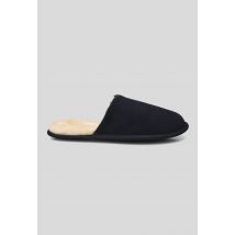 Mules fourrées en cuir suede - Bleu foncé - 40-41 - Homme - Monoprix Premium