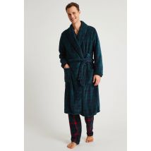 Peignoir en polaire à carreaux - Vert foncé - S - Homme - Monoprix