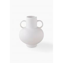 Vase rond anses, 20.8x25.4cm, en céramique - Blanc - Unique - Monoprix