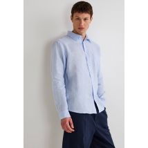 Chemise manches longues en lin - Bleu clair - XL - Homme - Monoprix Premium