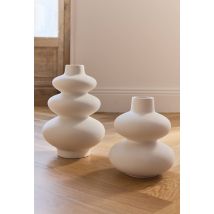 Vase ondulé, 17xh20cm, en céramique - Blanc - Unique - Monoprix