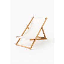 Chilienne, 56,5x97x87cm, en bois d'acacia et coton - Beige Ecru - Unique - Monoprix