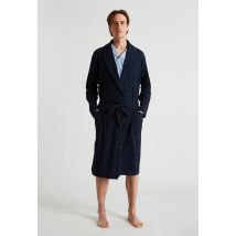 Peignoir en nid d'abeille en coton, bio - Bleu foncé - M - Homme - Monoprix
