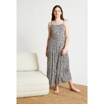 Chemise de nuit longue à bretelles en viscose ecovero - Noir - 36 - Femme - Monoprix Femme