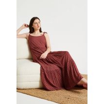 Chemise de nuit longue à bretelles en viscose ecovero - Rouge - 38-40 - Femme - Monoprix Femme