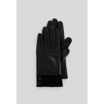 Gants bi-matière, cuir responsable - Noir - 7 - Femme - Monoprix Premium