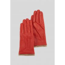 Gants tactiles en cuir - Rouge - 6,5 - Femme - Monoprix Premium