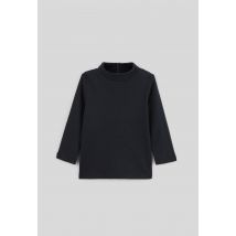 Bout'chou - T-shirt manches longues col roulé uni en coton bio gots - Bleu foncé - 12 mois - Bébé