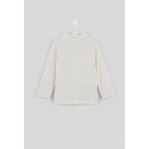 Bout'chou - T-shirt manches longues col roulé uni en coton bio gots - Beige Ecru - 9 mois - Bébé