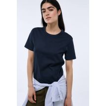T-shirt manches courtes épais en coton bio gots - Bleu foncé - M - Femme - Monoprix