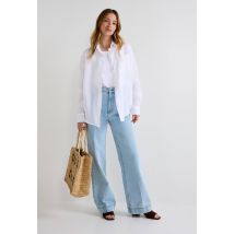 Chemise manches longues unie en lin - Blanc - 42 - Femme - Monoprix Premium