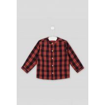 Bout'chou - Chemise à carreau à col tunisien, oeko-tex - Rouge foncé - 6 mois - Bébé