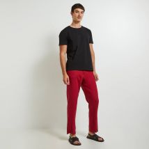 Pantalon straight en lin certifié european flax - Rouge foncé - 38 - Homme - Monoprix Premium