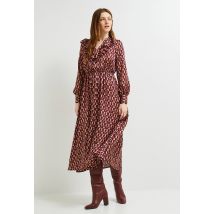 Robe satinée imprimé détail volant - Violet foncé - 36 - Femme - Monoprix Femme