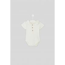 Bout'chou - Body manches courtes avec col volanté en coton bio - Beige Ecru - 9 mois - Bébé