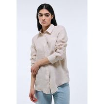 Chemise manches longues unie en lin - Beige clair - 42 - Femme - Monoprix Premium