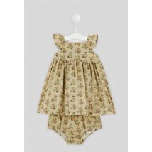 Bout'chou - Robe avec bloomer imprimée fleurs - Beige Ecru - 6 mois - Bébé Fille