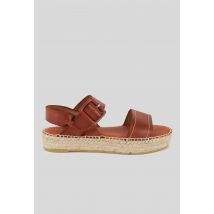 Sandales à plateforme, cuir responsable - Beige - 36 - Femme - Monoprix Premium