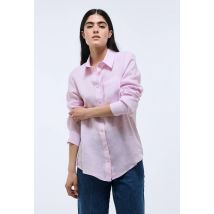 Chemise manches longues unie en lin - Rose clair - 44 - Femme - Monoprix Premium
