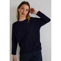 Pull à maille ajourée en coton - Bleu foncé - L - Femme - Monoprix
