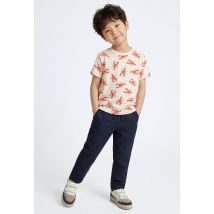 Pantalon droit uni en 100% lin - Bleu foncé - 14 ans - Enfant Garçon - Monoprix