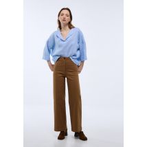 Top manches trois quarts uni en lin - Bleu clair - M - Femme - Monoprix Premium