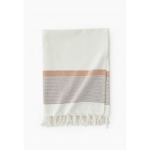 Fouta à bande, 100x180cm, 100% coton bio - Beige - Unique - Monoprix