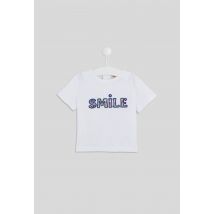 T-shirt smile made with liberty fabric - Blanc - 6-9 mois - Bébé - Monoprix Createurs