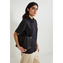 Chemise manches courtes unie en lin - Noir - 40 - Femme - Monoprix Premium