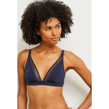 Soutien-gorge triangle foulard iris en microfibre - Bleu - 95D - Femme - Monoprix