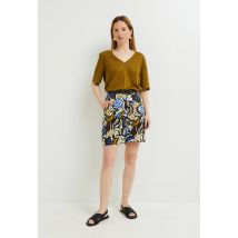 Short taille élastiquée imprimée, certifié lenzing tencel - Beige clair - XS - Femme - Monoprix Femme