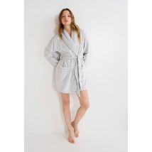 Peignoir court uni en polaire - Gris - M - Femme - Monoprix