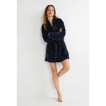 Peignoir court uni en polaire - Bleu foncé - XL - Femme - Monoprix