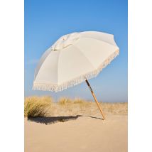 Parasol à franges, d1,9m h2.12m, en bois de hêtre - Blanc - Unique - Monoprix