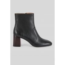 Bottines à talon en cuir - Noir - 37 - Femme - Monoprix Premium