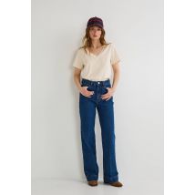 Jean taille haute large - Bleu foncé - 42 - Femme - Monoprix