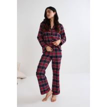 Pyjama à carreaux en flanelle contenant du coton bio - Rouge - XL - Femme - Monoprix