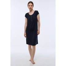 Chemise de nuit manches courtes fluide unie - Bleu foncé - L - Femme - Monoprix