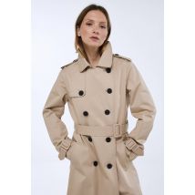 Trench ceinturé en coton - Beige - 40 - Femme - Monoprix