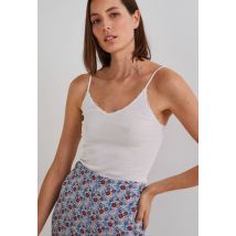 Caraco fines bretelles en coton bio - Beige Ecru - S - Femme - Monoprix