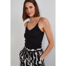 Caraco fines bretelles en coton bio - Noir - M - Femme - Monoprix