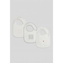 Bout'chou - Lot de 3 bavoirs éponge imprimés en coton bio gots - Beige Ecru - Unique - Bébé