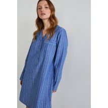 Chemise de nuit à rayures en coton bio, certifiée gots - Bleu - L - Femme - Monoprix Lingerie
