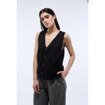 Gilet sans manche contenant de la laine - Noir - XS - Femme - Monoprix