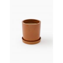 Cache-pot et soucoupe 21x22cm, en céramique - Brun - Unique - Monoprix
