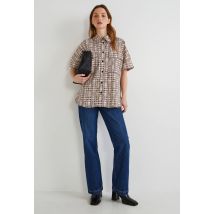 Chemise manches courtes imprimé, certifié oeko-tex - Beige Ecru - M - Femme - Monoprix
