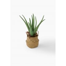 Plante artificielle palmier, 43x12,5cm, dans un panier tressé en jacinthe d'eau , plastique pe et paille - Vert foncé - Unique - Monoprix