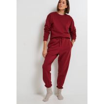 Pantalon de jogging en molleton de coton bio - Rouge foncé - XL - Femme - Monoprix Fit